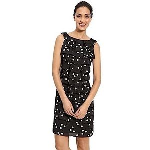 Adriana papell black & white ruffled dot dress